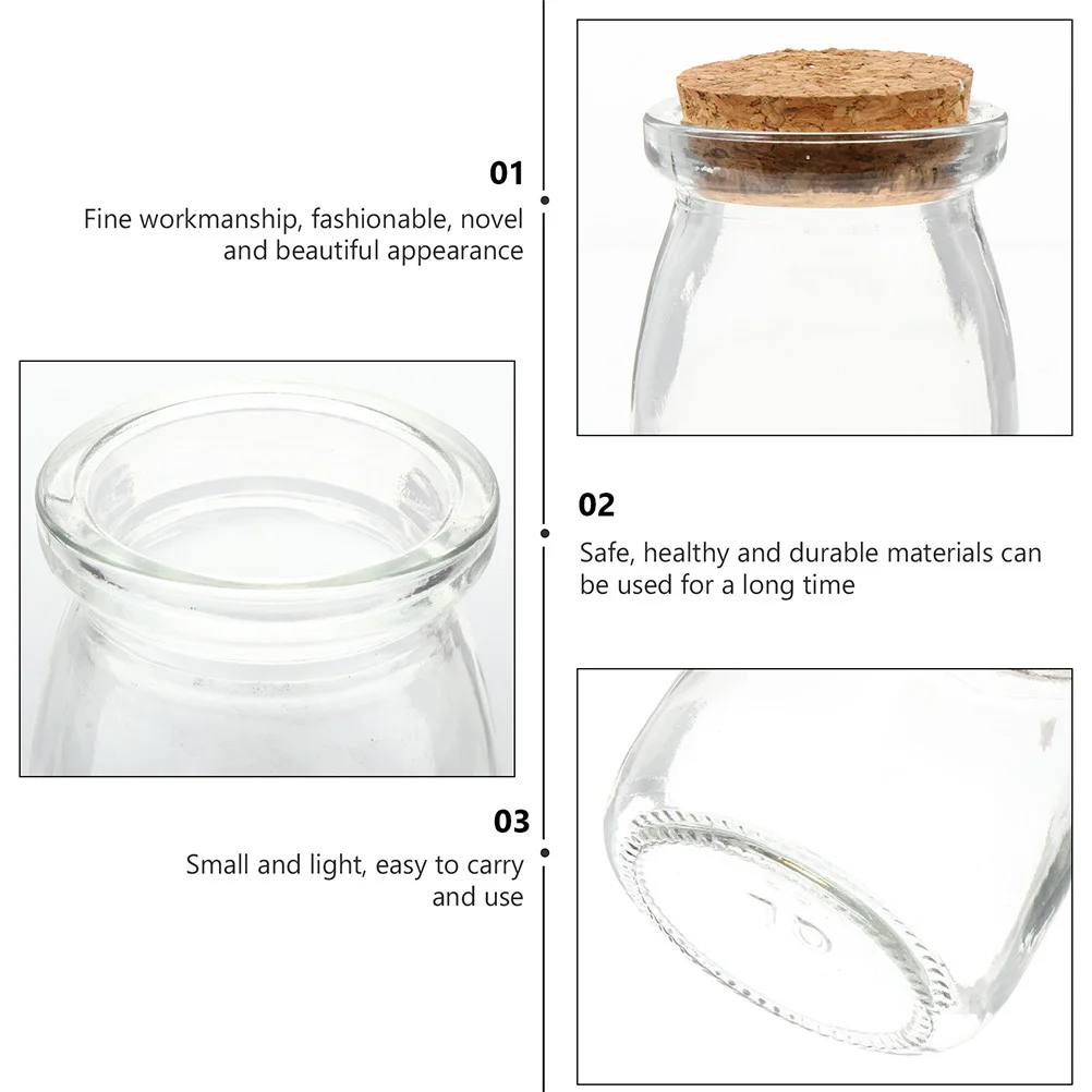 

6Pcs Glass Jelly Bottles Sealed Transparent Food Storage Jars for Pudding Yogurt Dessert Containers Glass Yogurt Bottles