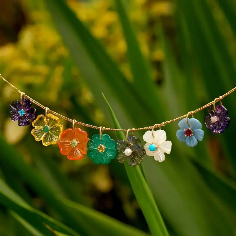 Bunter Harz-Blumen-Zirkon-Anhänger für DIY-Halskettenherstellung, Alltagskleidung, Dating und Geschenke für Frauen – Detail 5