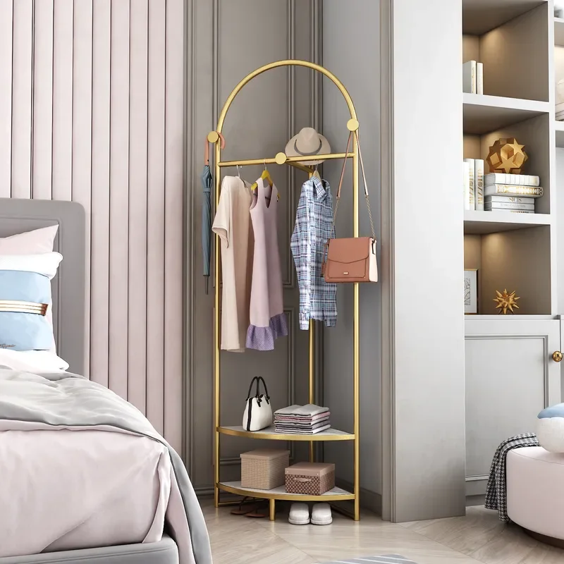 For Small Apartment Creative Corner Hanger Household Living Room Bedroom Storage Clothes Rack Floor to Ceiling Wrought Iron