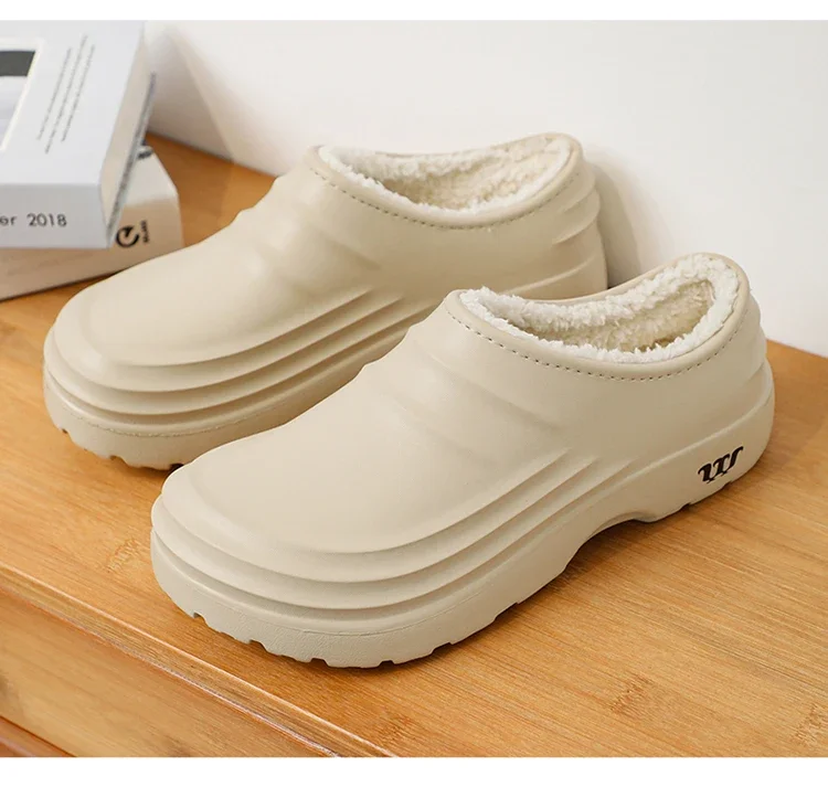 Winterliche, große, warme Plüsch-Kochschuhe für Herren, wasserdicht, rutschfest, ölbeständig, Arbeitsschuhe für Küchen- und Restaurantpersonal. – Detail 19