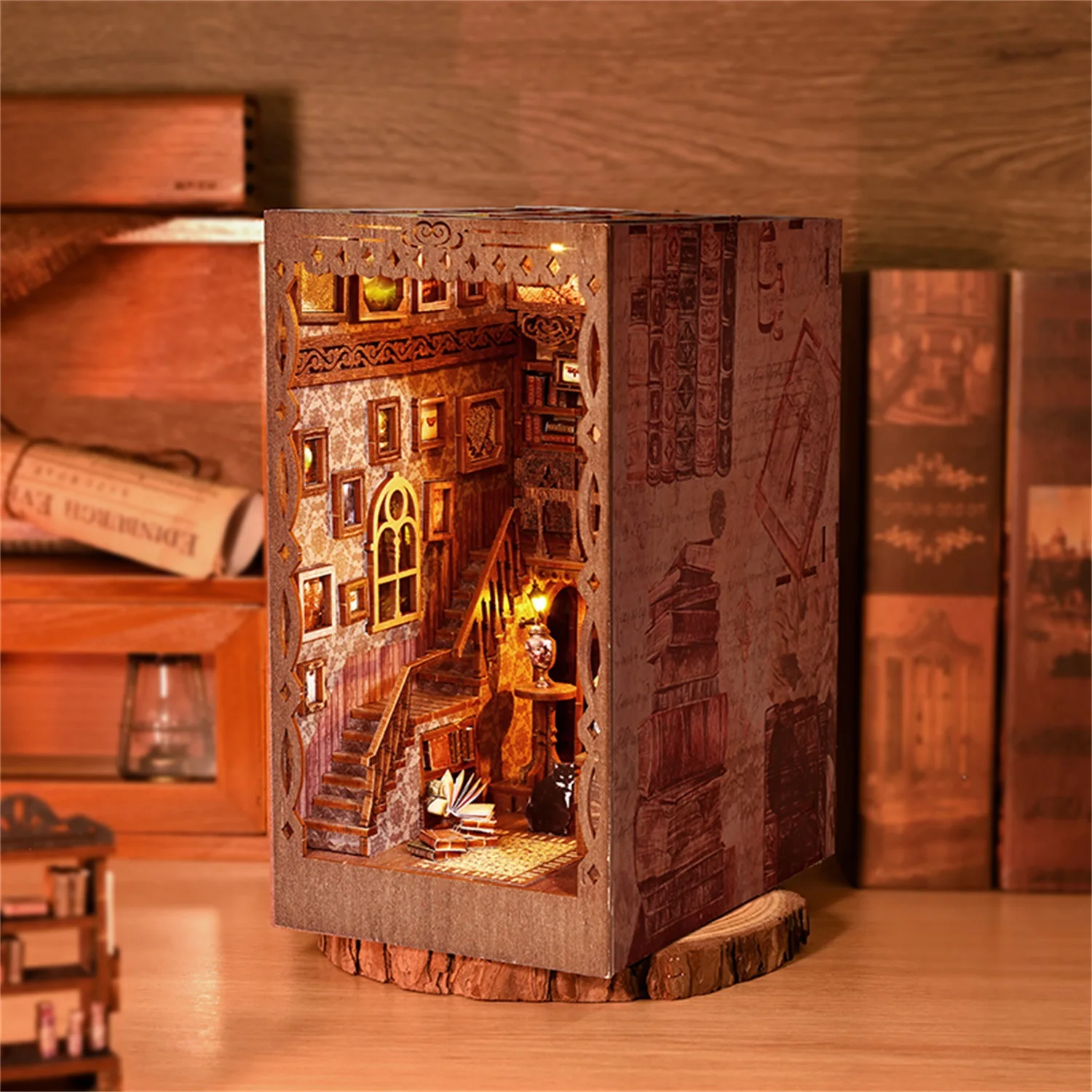 DIY Scholar's Dream Book Nook 3D Wooden Puzzle مشهد القراءة المريح اليدوية تجميع نموذج الإبداعية هدية عيد ميلاد #1