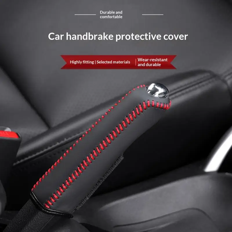 Car Handbrake Cover Soft Artificial Leather Non-Slip Wearproof Protective Sleeve Perfect for Car Interior Refit