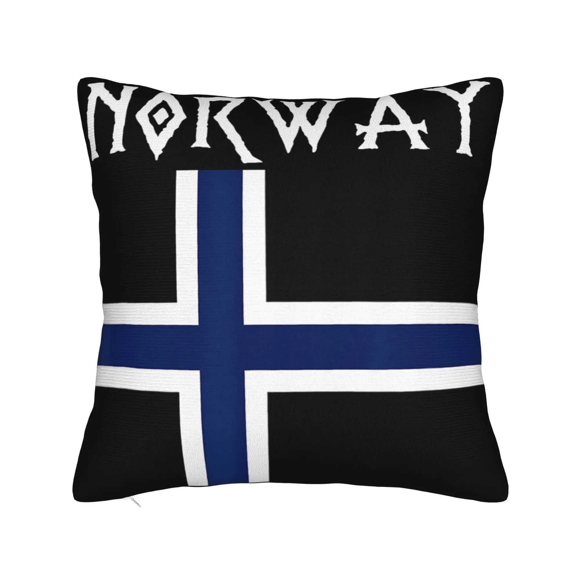 Norway with Norwegian Flag Colors Pillow Cover  Square Cushion Cover Vintage Pillow Case For Sofa Home Decor