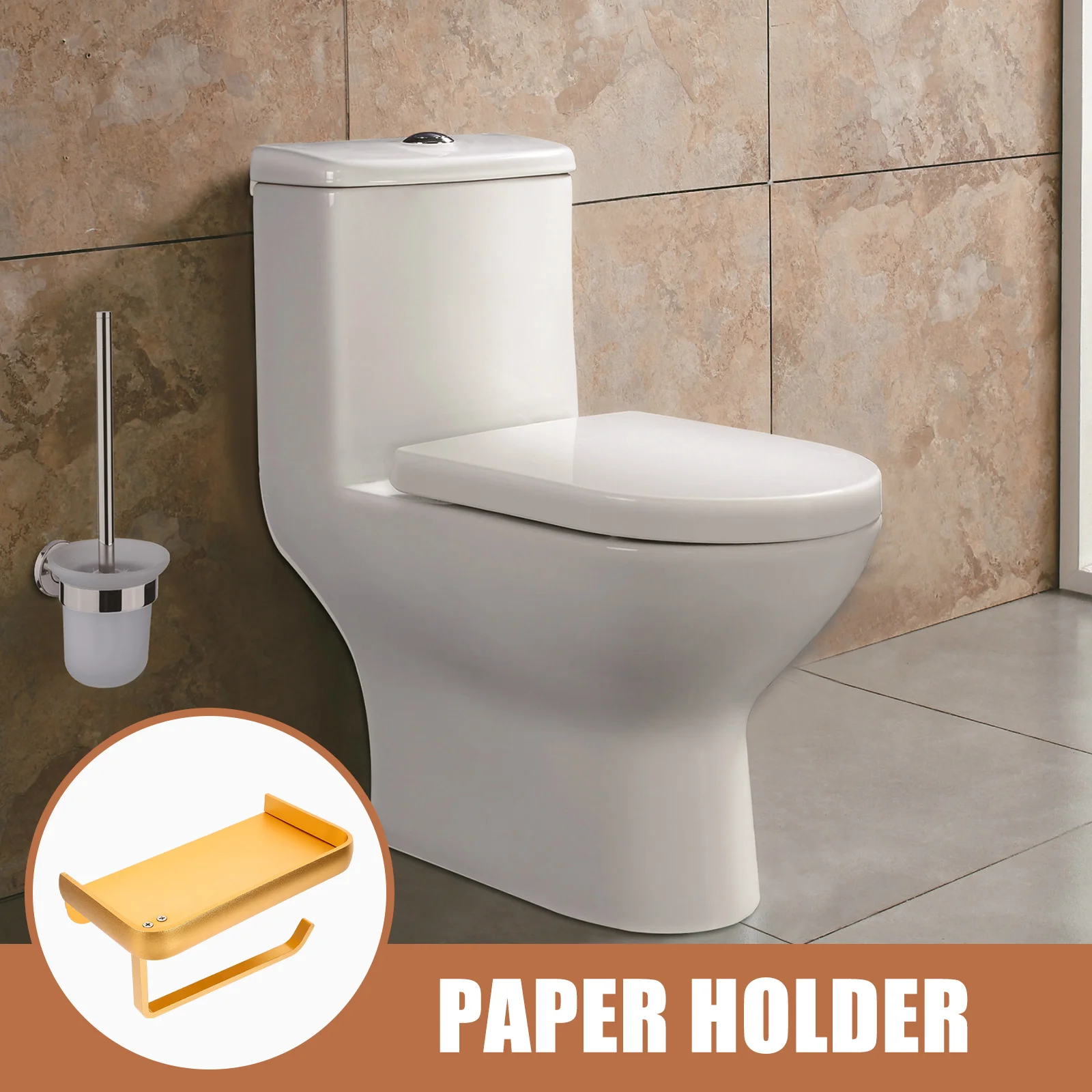 

No Drilling Aluminum Wall-Mounted Toilet Paper Holder Shelf Bathroom Paper Towel Rack Toilet Roll Holder Wall Standing