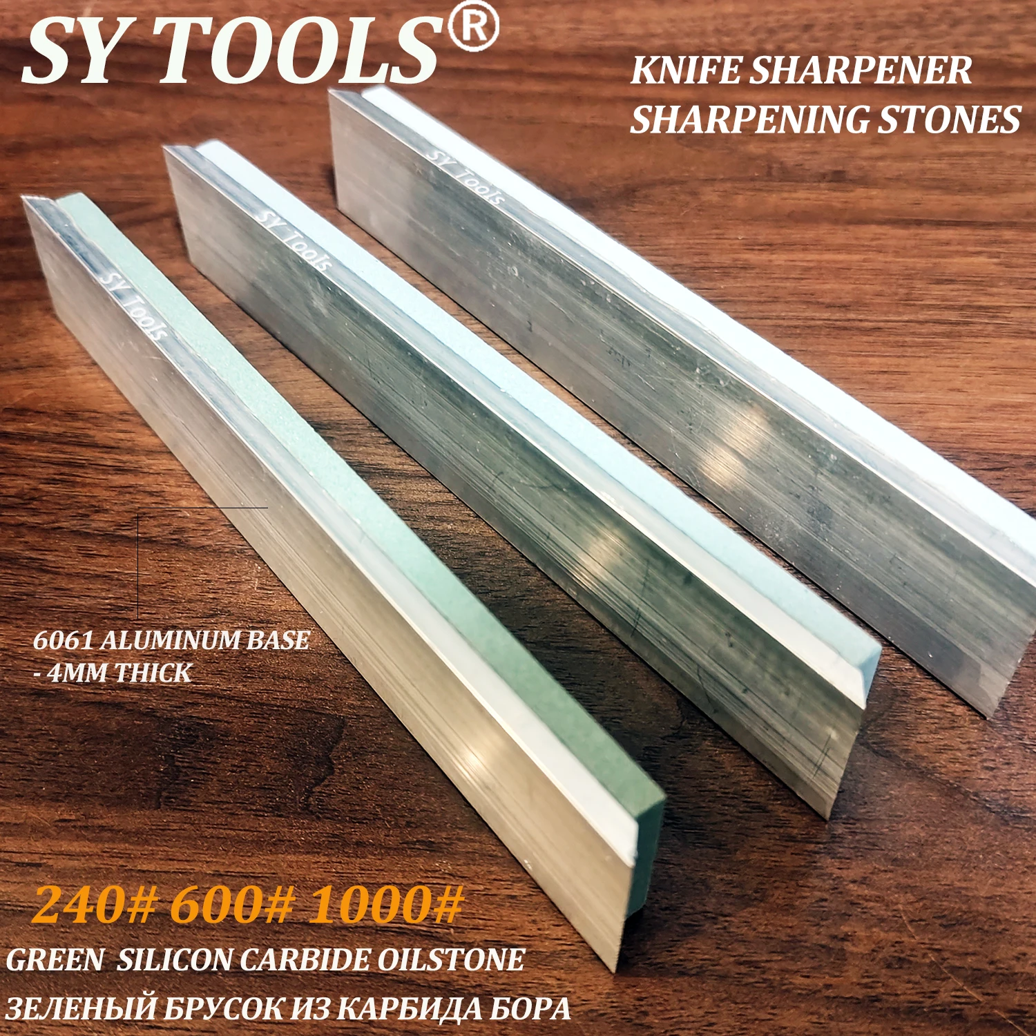Sytools Green Silicon Caibide Zestaw kamieni do ostrzenia noży 240 #   600 #   1000 #   Półfabrykaty ze stopu aluminium Kamień szlifierski — zdjęcie 7