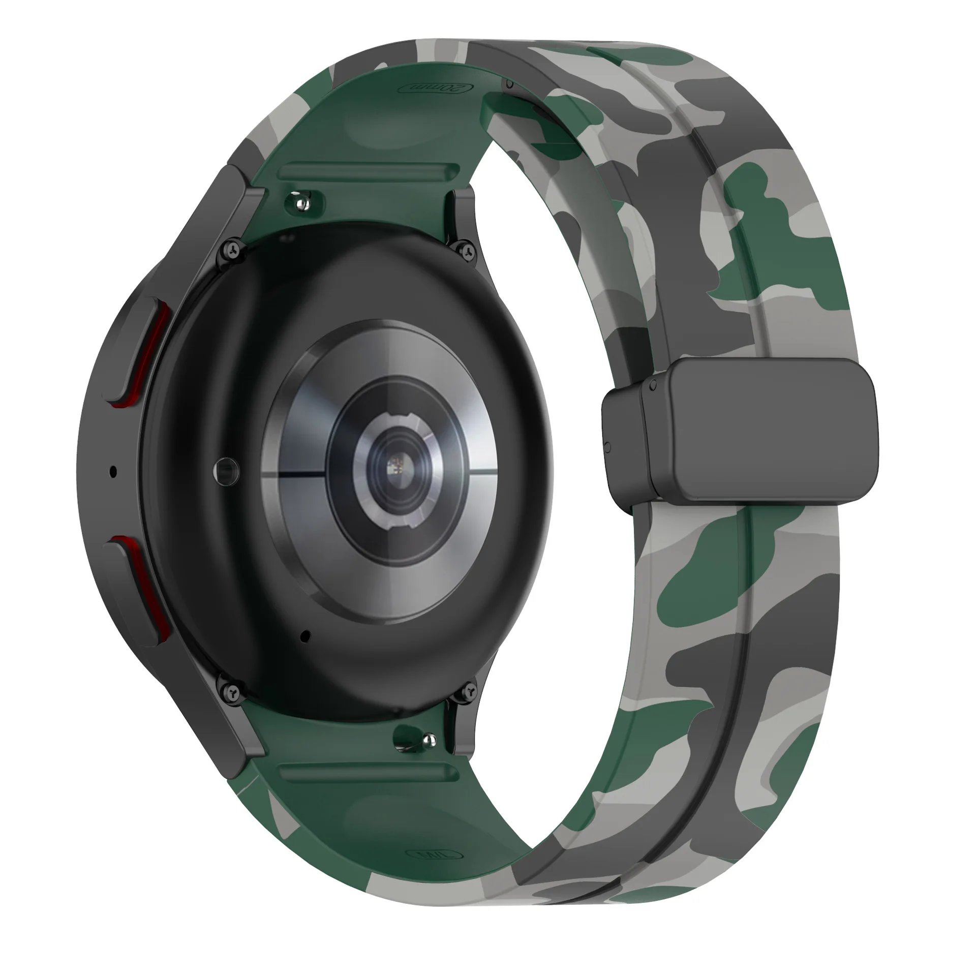 Camouflage Silicone Strap for Samsung Watch 4/5 40 44mm Watch 5 Pro 45mm Band Magnetic Buckle for Galaxy Watch 4 Classic 42 46mm