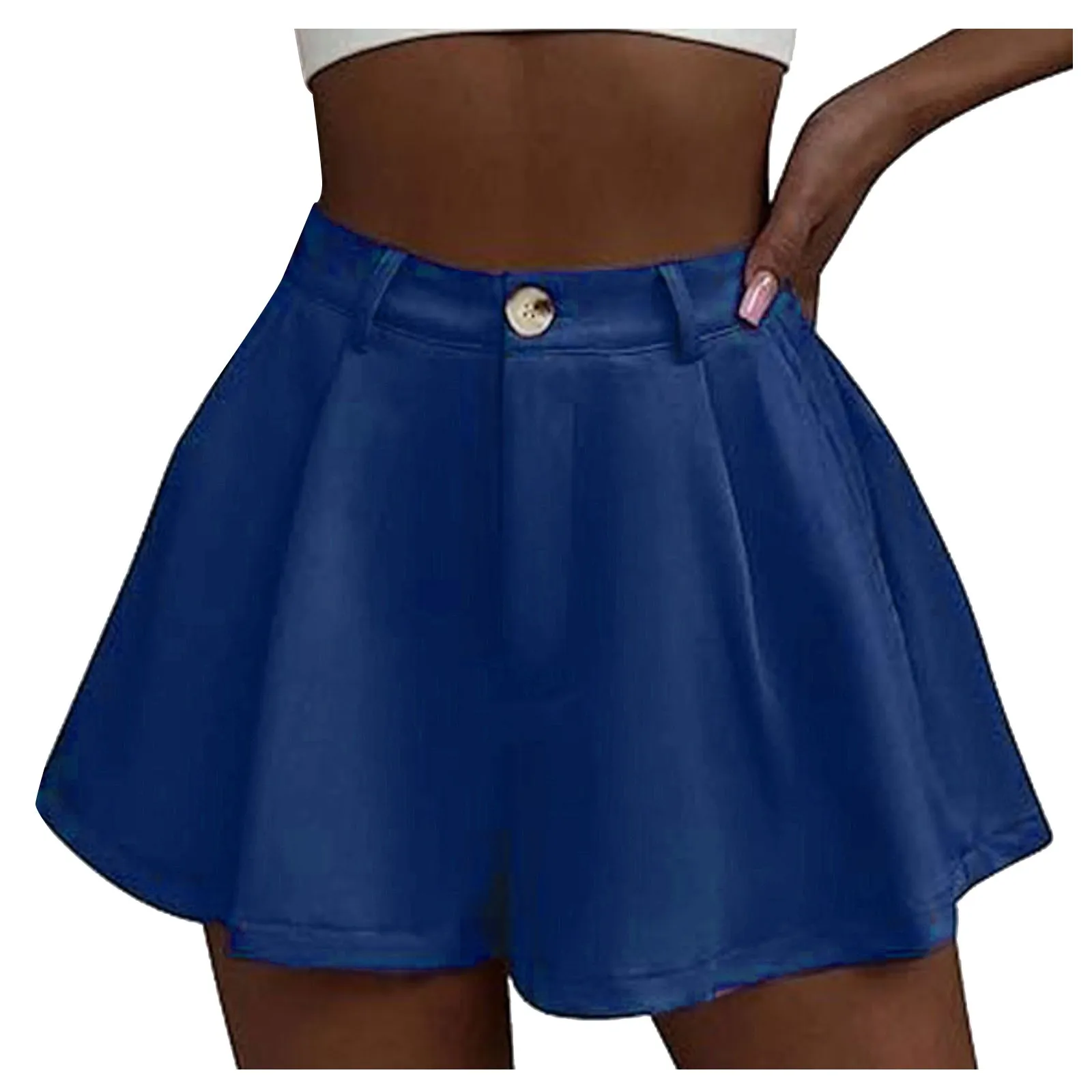 Women's Stretchy High Waisted shorts Pleated Wide Leg Short pant With Pockets Womens Athletic Outdoor leisure sports shorts