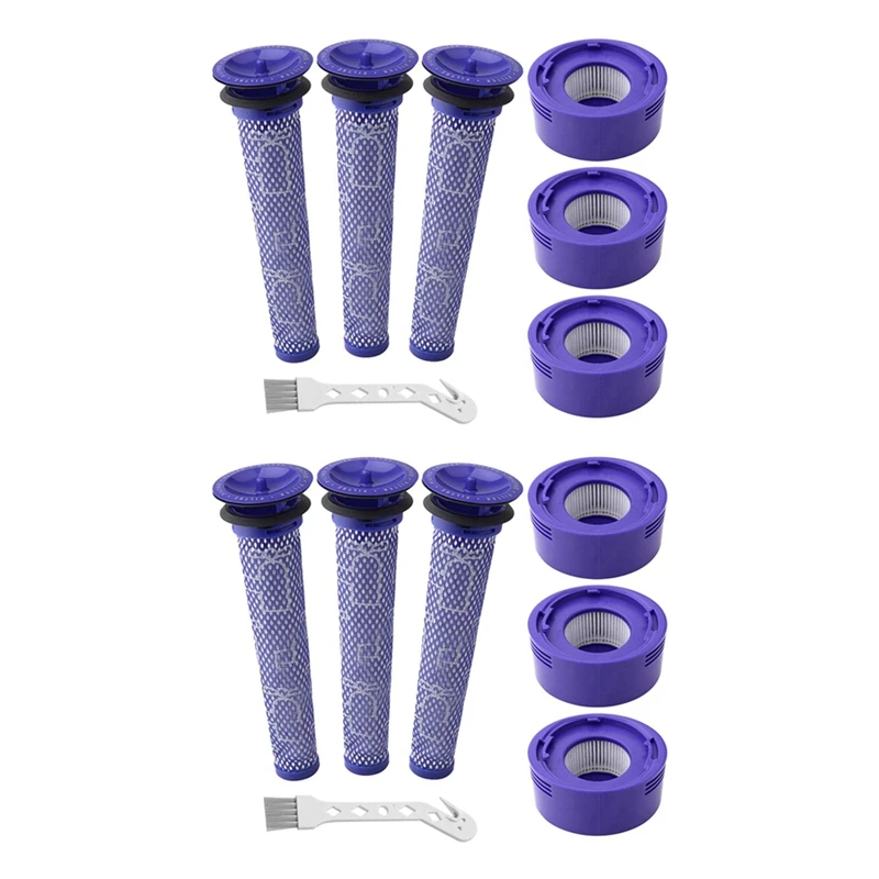 14er-Pack Staubsaugerfilter-Set für Dyson V6, V8, V7 Staubsauger, 6 HEPA-Säulenfilter, 6 Vorfilter, 2 Reinigungsbürsten