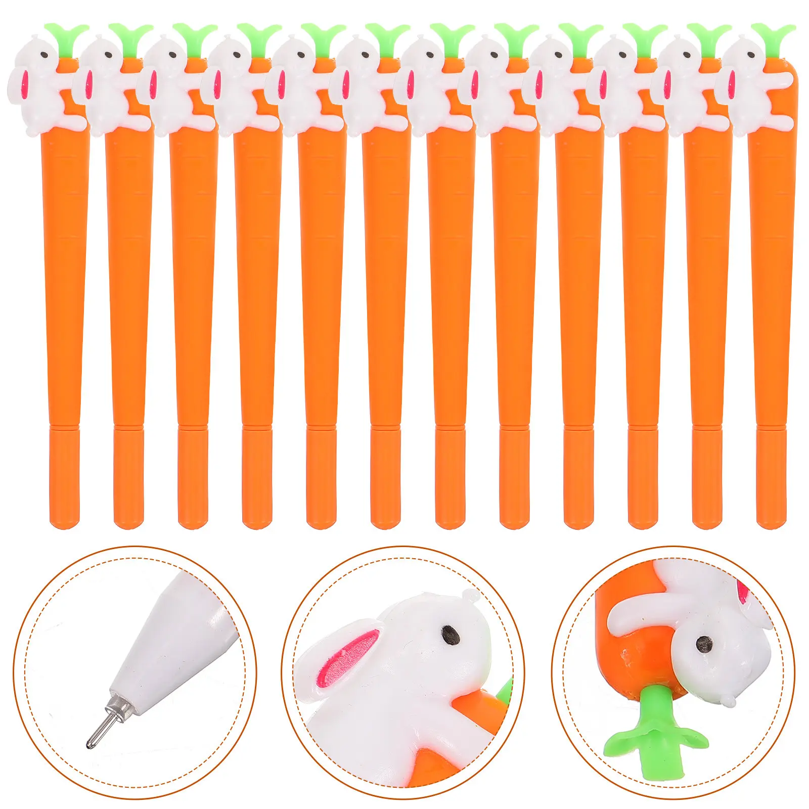 

15Pcs Cartoon Gel Ink Pens 0.5mm Carrot Rabbit Shape Neutral Pen Smooth Writing Student Office Note Taking Gel Ink Pen