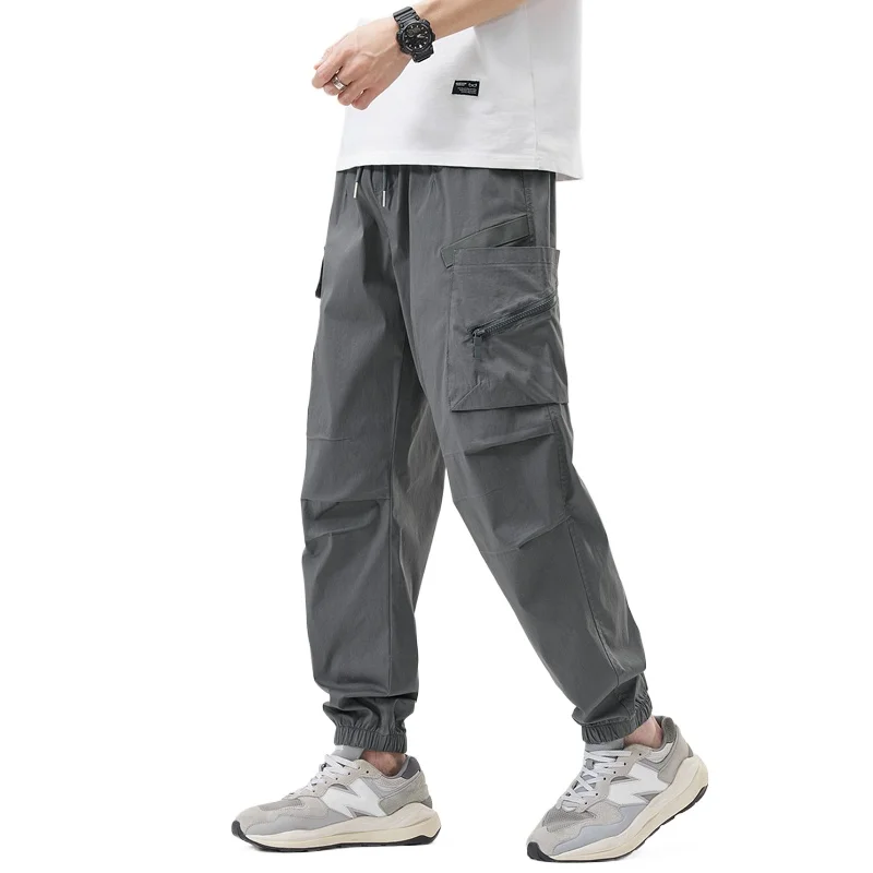 

Мужские брюки карго в стиле хип-хоп для уличной моды, весна-лето, повседневные, однотонные, с эластичным поясом, широкие штанины, джоггеры