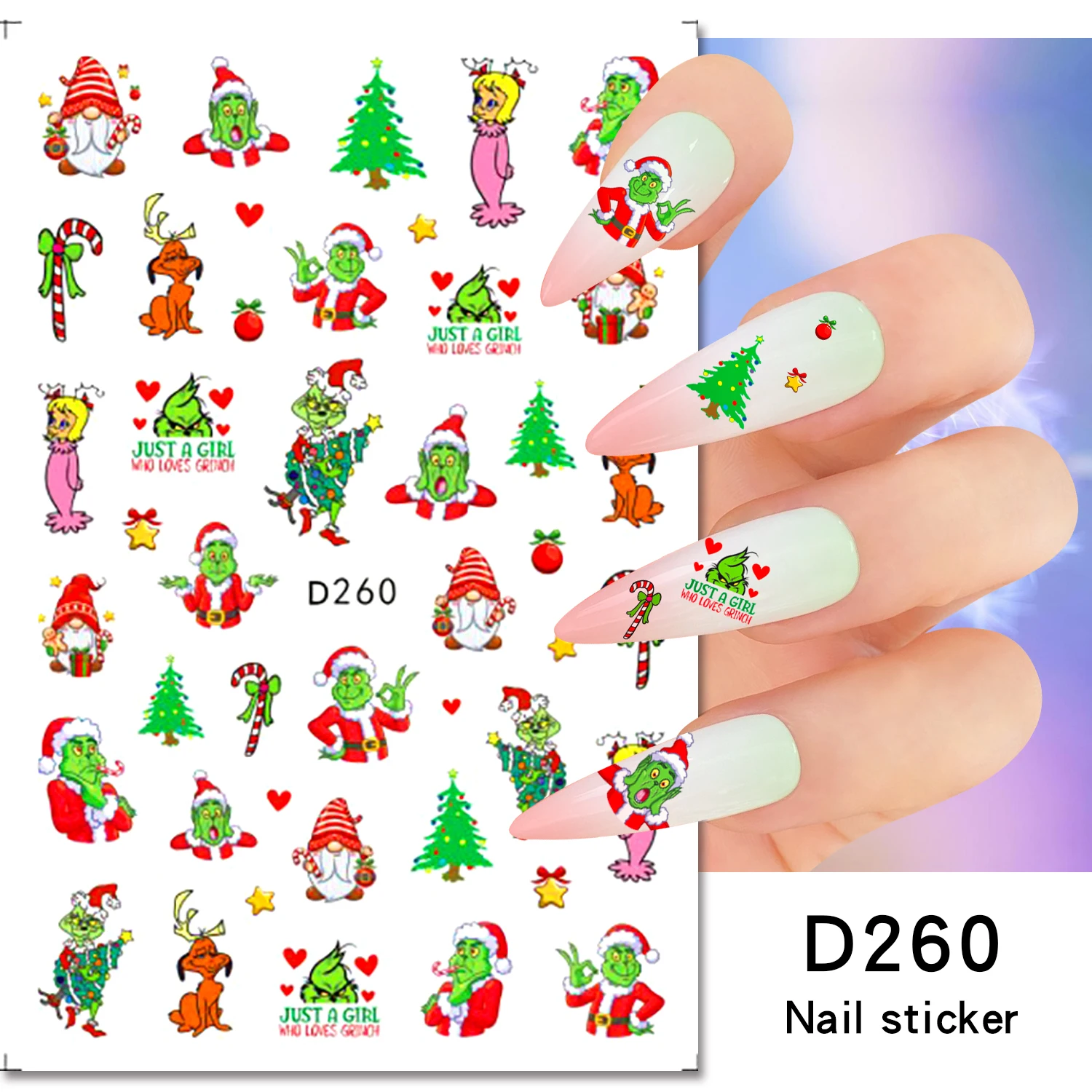 Adesivi per unghie stile natalizio anime Sanrio Cartoon Forniture per nail art Simpatico Hello Kitty My Melody Adesivi 3D Decorazione per nail art