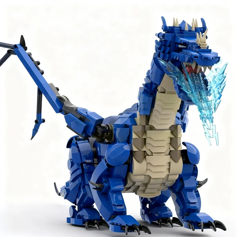 1816pcs MOC Castle Blue Dragon Lightning Model Building Blocks Christmas Gift Architecture Toys Birthday Display Education DIY