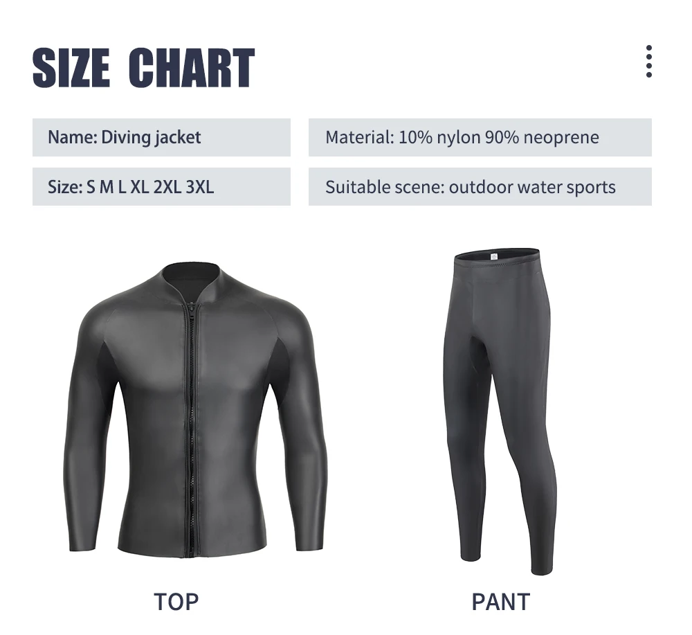 3MM CR Neoprene Wetsuit Men Top Suit Glue Bonding High Elastic Surfing Winter Swim Snorkeling Quick-drying UV Protection Suit