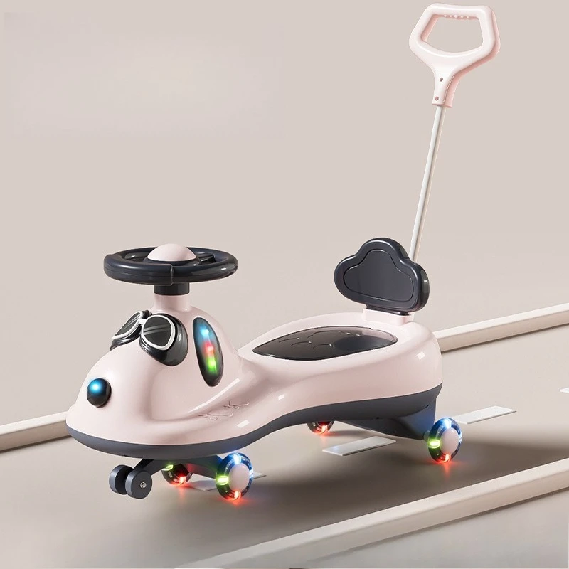‌Toddler Baby Wiggle Ride-On Cart 1-3Y: Flash Wheels Safety Rocker Storage Bin 360° Steering Smooth Handle - Early Learning Toy‌