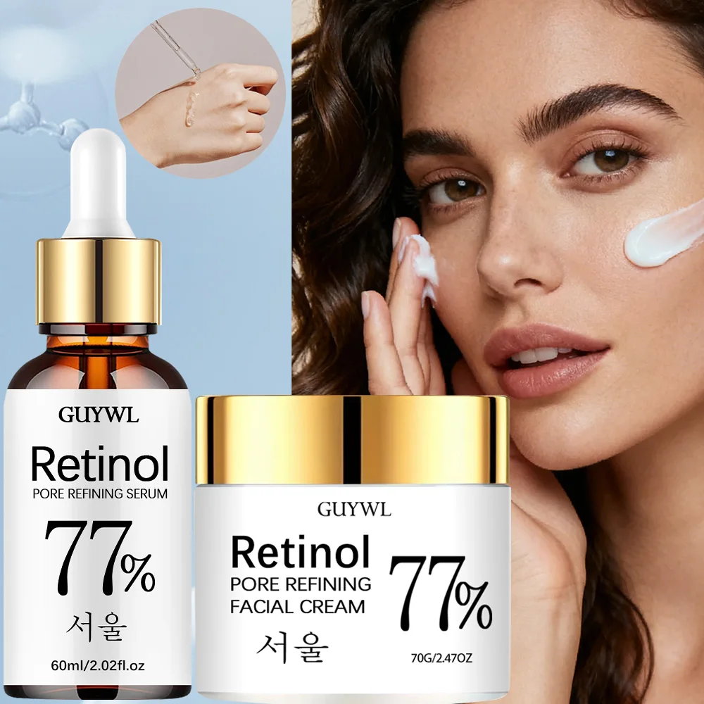 GUYWL Vitamin A Essenz + Creme Pflegeset mit Retinol, Aloe Vera & Niacinamid - Aufhellend, Ebenmäßige Teintung, Hellbraun, 72-Stunden Tiefenwirkung