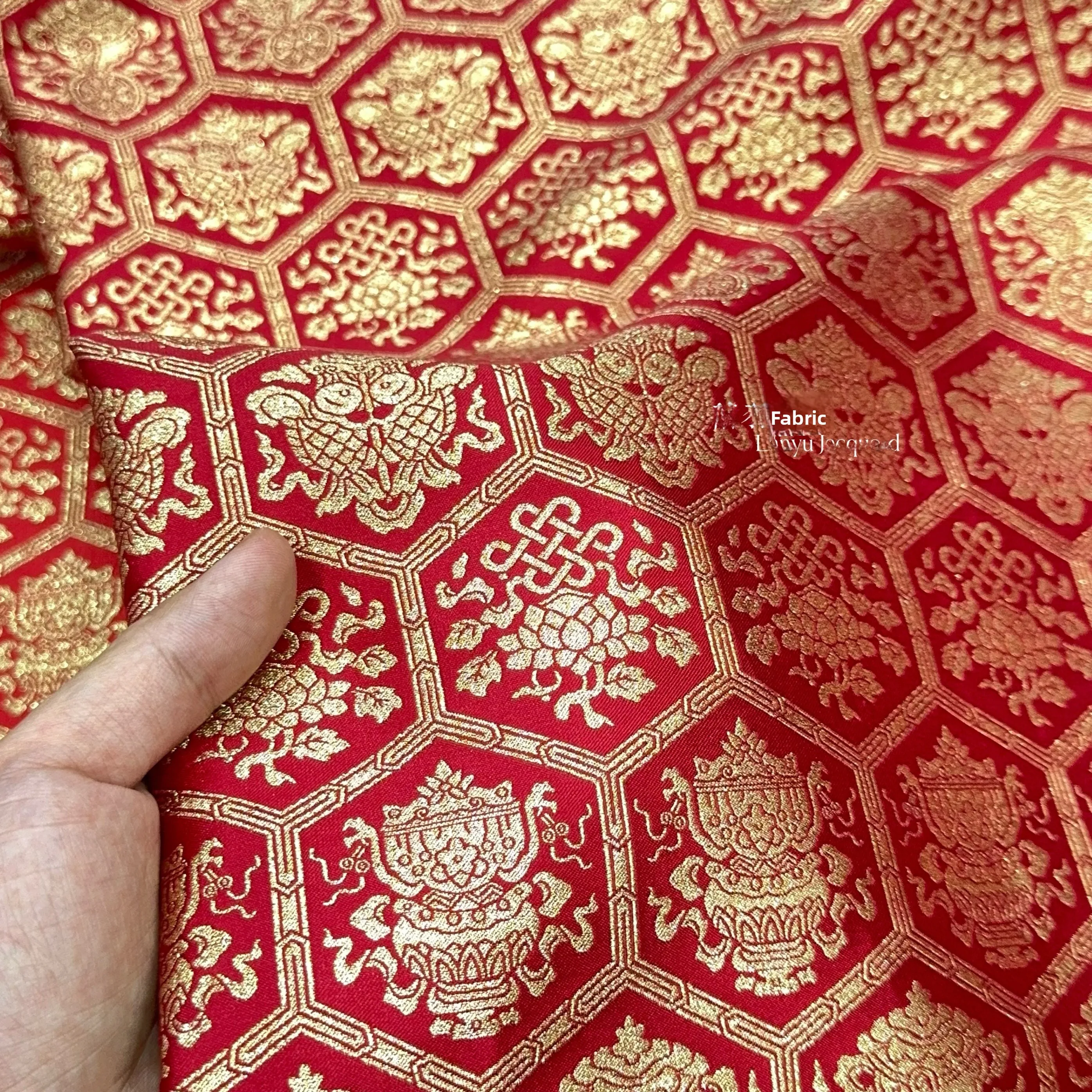 Red Satin Fabric Em…