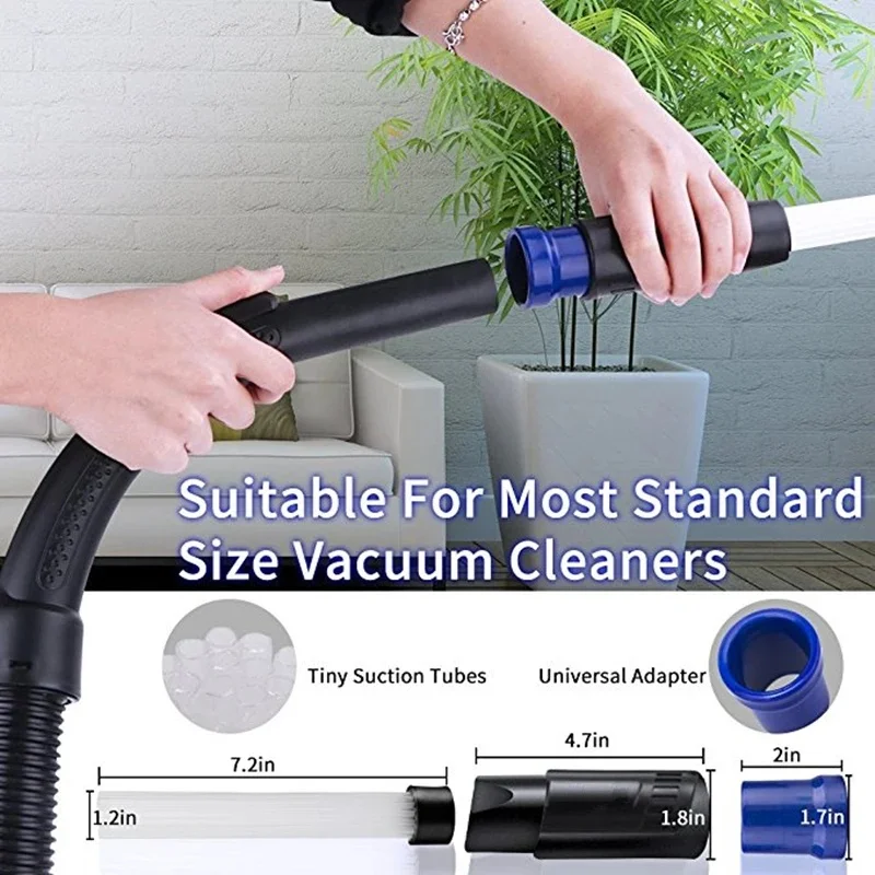 Multi-Diameter Straw Tube Cleaning Brush, Vacuum Attachment Gap Cleaner for Keyboard Car Vent Dust Debris Removal Tool