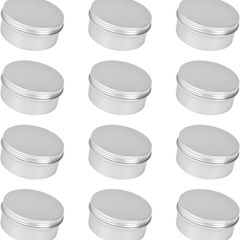 

【Screw Top Tins 12-Pack】Small Round Aluminum Metal Boxes for Crafts, Cosmetics, Ointment, Candle Making，Travel Storage