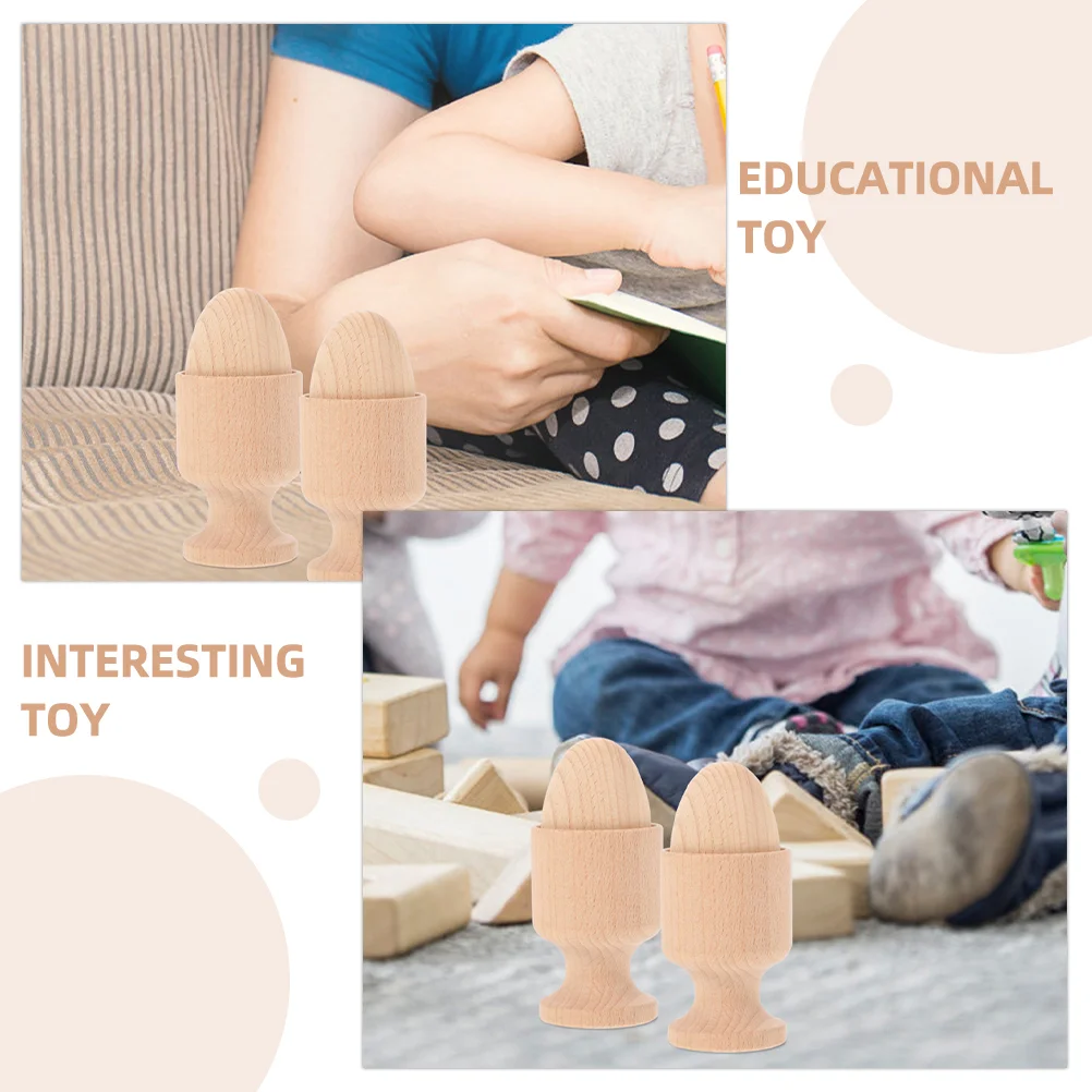 Giocattoli per tazze di uova in legno Sensorial Coordinazione occhio-mano per bambini Abilità di base Pratica Puzzle educativo in età prescolare