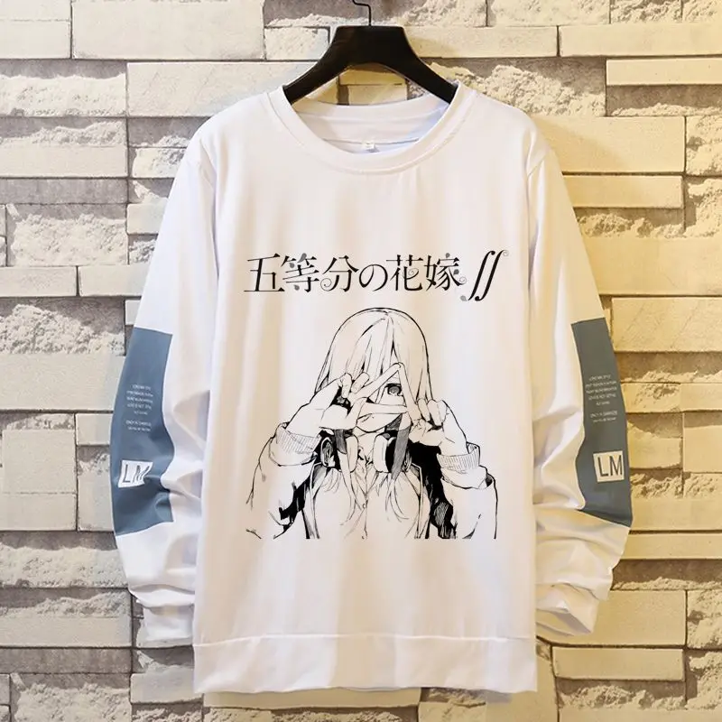 Anime jogo cinco pontas hanayome noiva nakano miku moletom unissex bidimensional em torno do pescoço manga longa camiseta outono