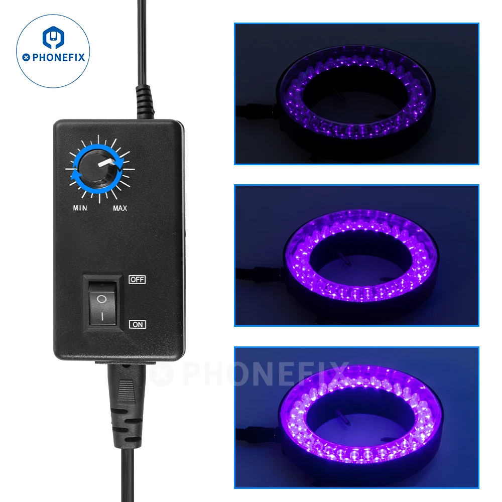 Luz LED Círculo ajustável para a estação de solda, roxo lâmpada UV, Microscópio Anel, Lâmpada Acessórios para Camera Iluminador