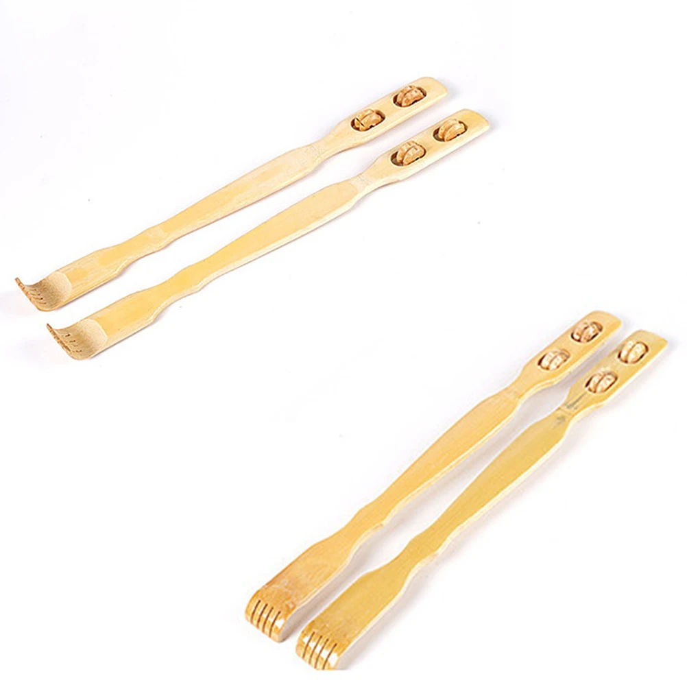 

2Pcs Body Massager Back Scratcher Bamboo Handle Long Reach Itch Relief Elderly Adults Travel Storage Practical Gift