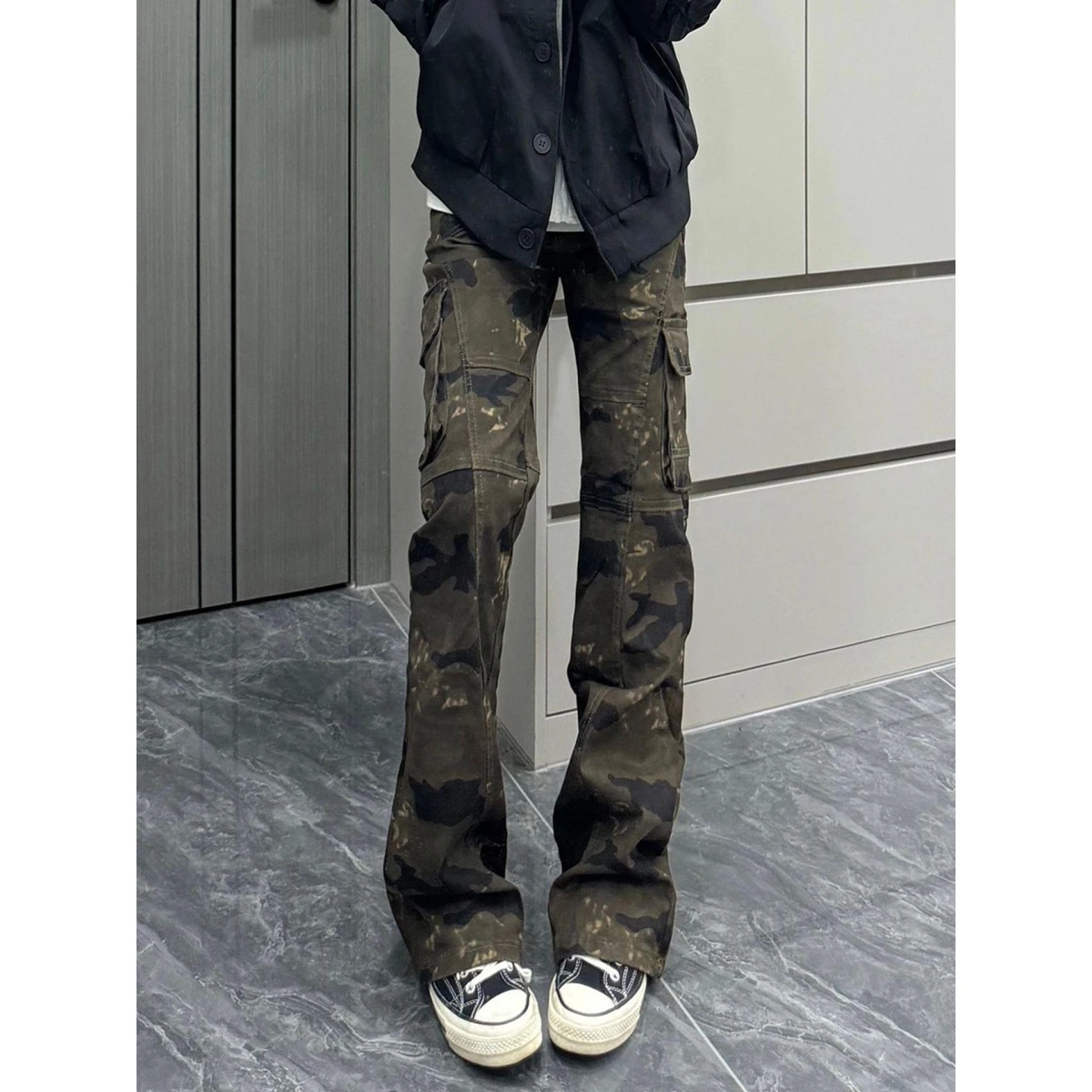 

Camouflage Workwear Jeans Slim Straight American High Street Sle Men's Women's Autumn Winter New Arrival ket mid Waist