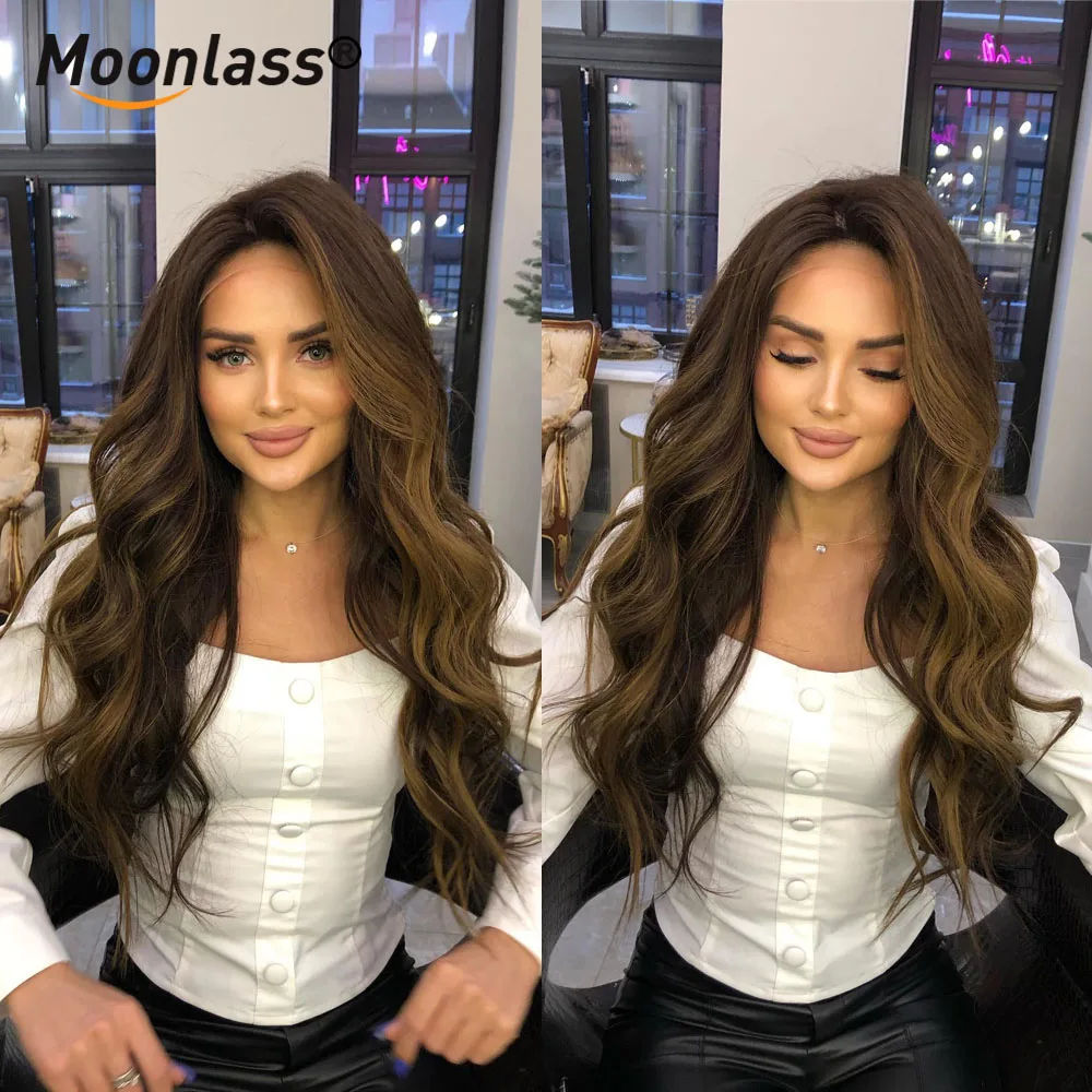 Highlight Brown Body Wave Wig 100% Human Hair Glueless Ash Blonde 13x6 Lace Frontal Wigs Preplucked Natural Hairline Human Wigs