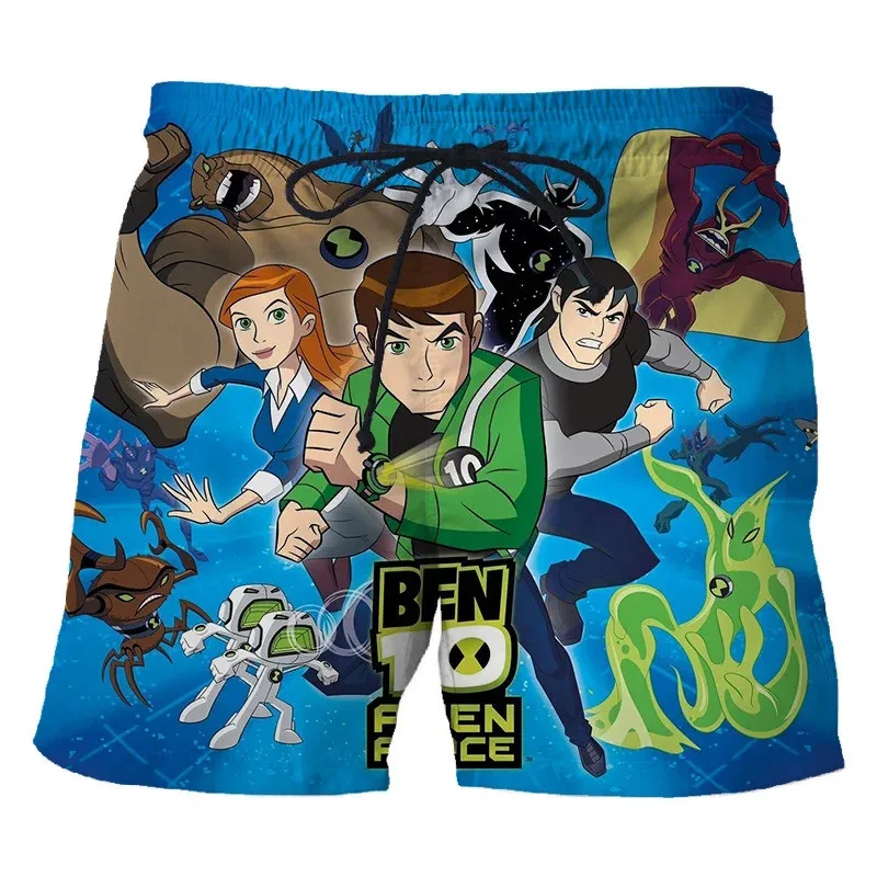 

Шорты Ben 10, летняя рок-группа, Гавайские короткие брюки с 3D принтом, мужская спортивная одежда с узором, быстросохнущие плавки