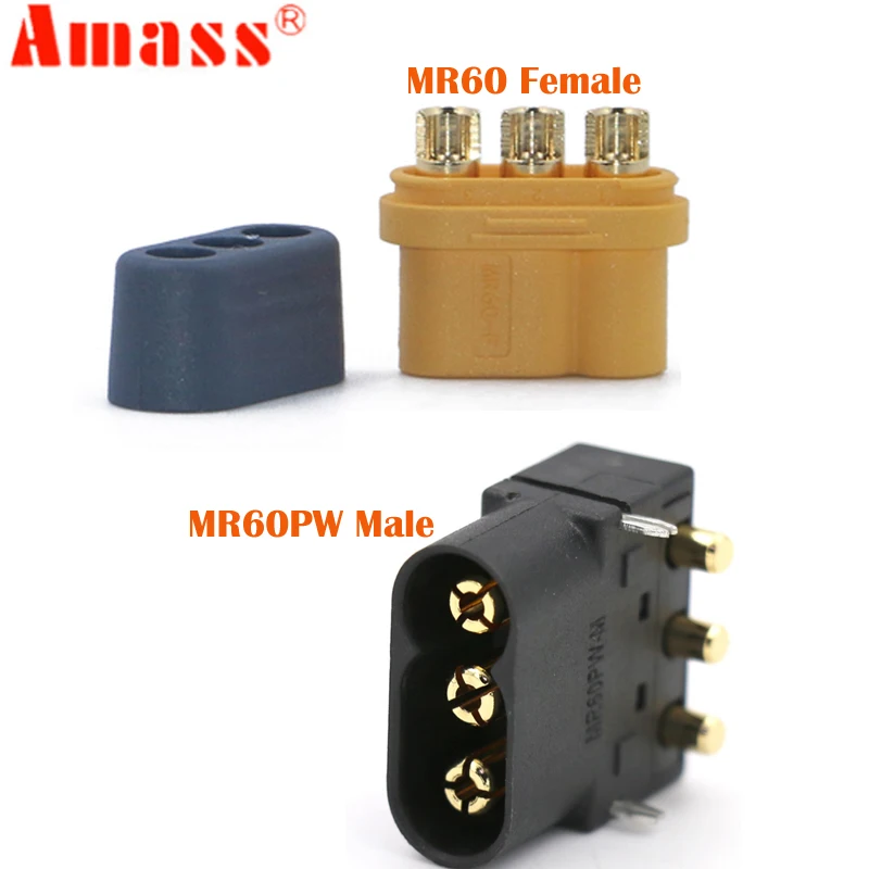 Genuine Amass MR60PW MR60 Banana Plug Horizontal Solder Plate Gold Plated Connector Controller for RC Airplane Electric Machine