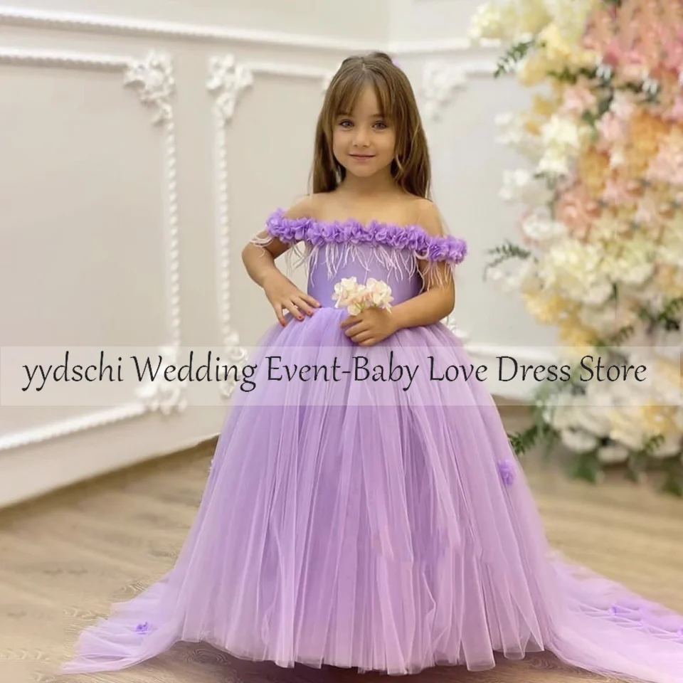 Vestido de niña de flores personalizado 2024, vestido de princesa Formal de primera comunión para niña pura para fiesta de boda, vestido de dama de