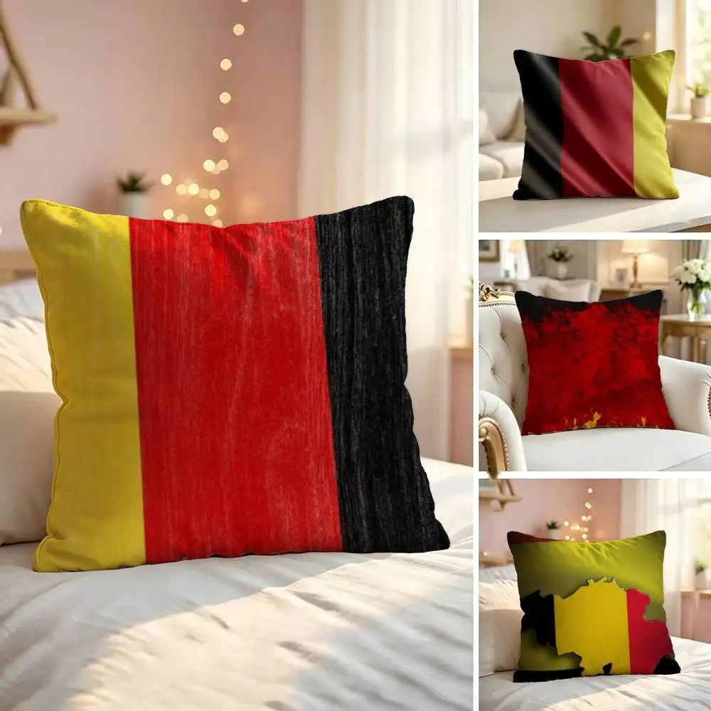 Belgium F-Flag Pillow Case Sofa Living Room for Bedroom Headboard Backrest Cushion Square Nap Time