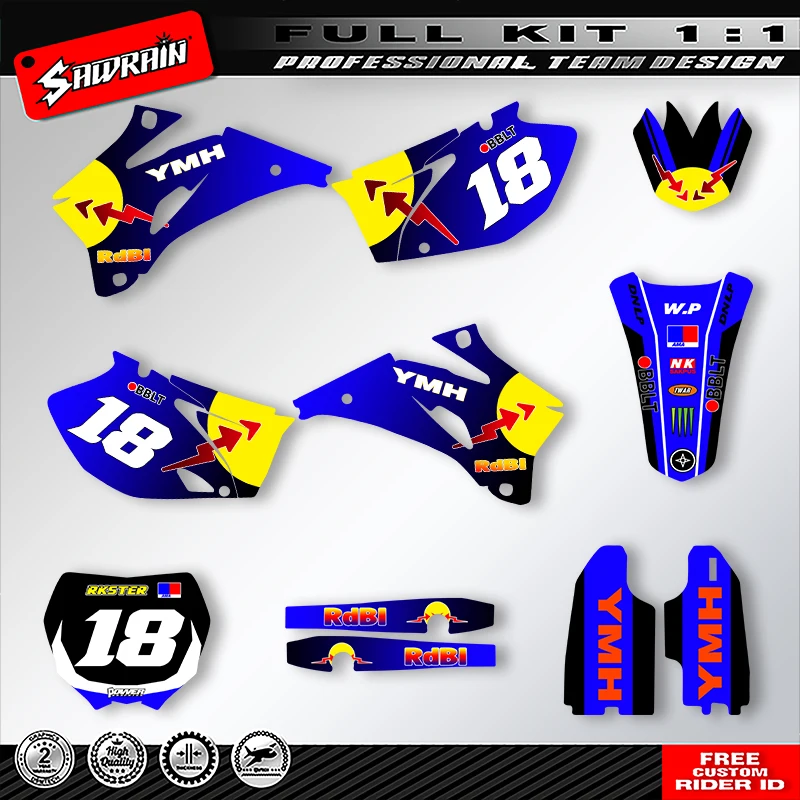 

Sawrain Motorcycle Sticker Custom Team Graphics Decals Kit For YAMAHA YZF250-450 2006 2007 2008 2009 005