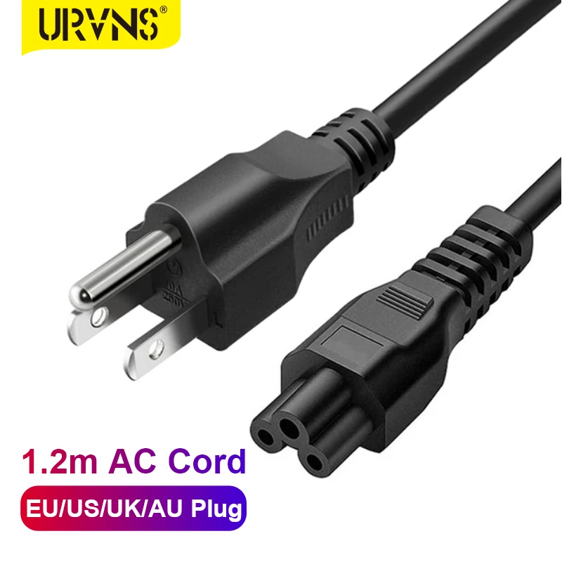 URVNS AC Laptop Power Cord EU/UK/US/KS AU Plug, [3 Prong 1.2m ] Computer Charger Cable for Dell Hp Asus Lenovo Acer Notebook