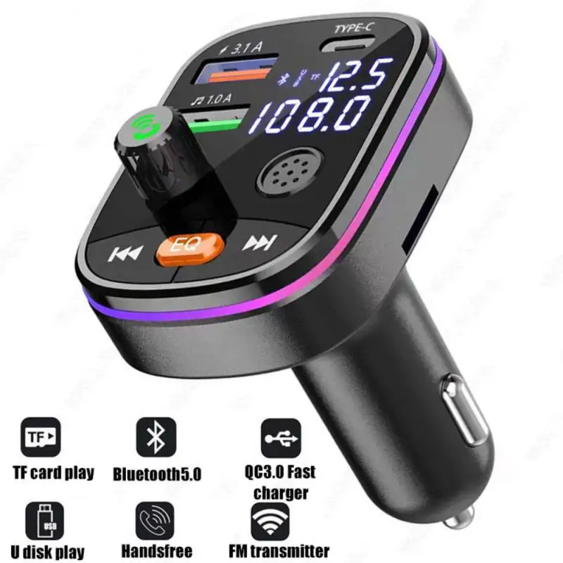 Bluetooth 5.0 Wireless Car Kit Fm Modulator Universal Pd 20w Car Charger Durable Fm Transmitter Car Accessories Dual Display