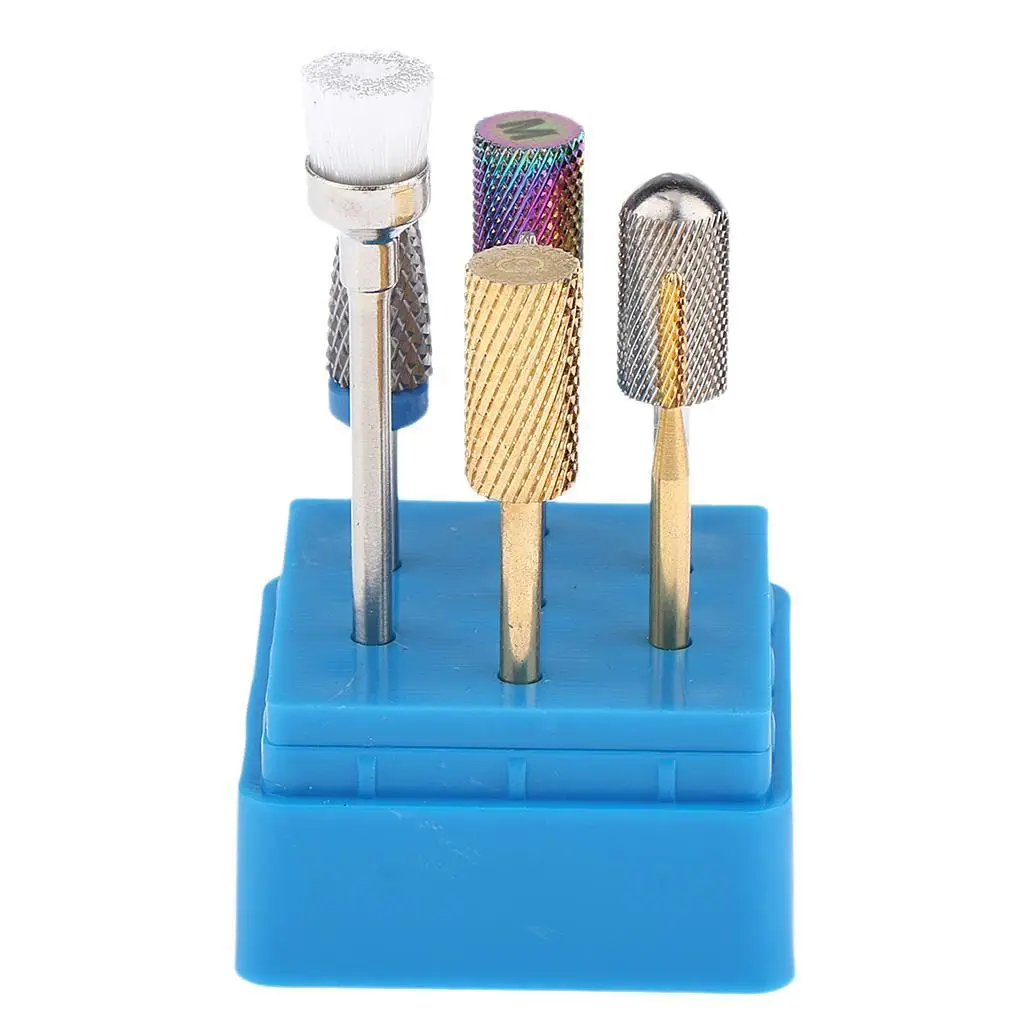 

Carbide 7Pcs Dust Acrylic Nail File Drill Bit Manicure Pedicure 3/32 in with Storage Display Holder