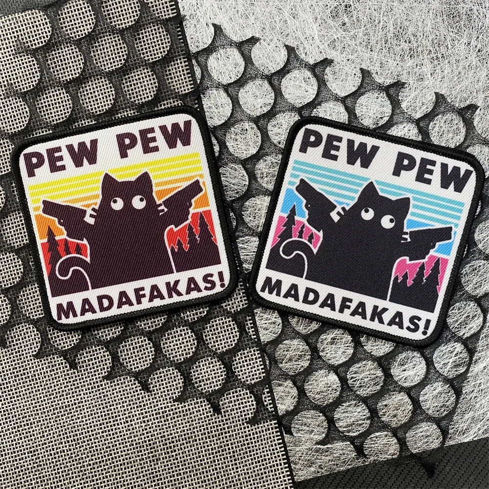 Pew Pew Laser Shooting Tactical Patch Madafakas Fun Embroidery Hook and Loop Patches Military Morale Badge Backpack Stickers