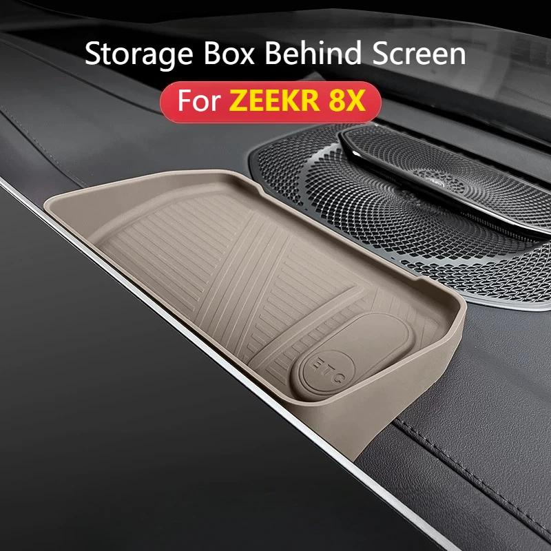For ZEEKR 8X Behind Screen Storage Box Central Control Silicone Organizer Box Anti Slip Dustproof Precise Fit Interior Mod Parts