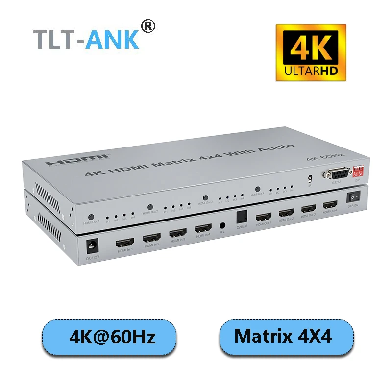 

HDMI Matrix 4x4 HDMI Switch Switcher Splitter 4 Input 4 Output with IR Remote Control For Projector ,Monitor,TV