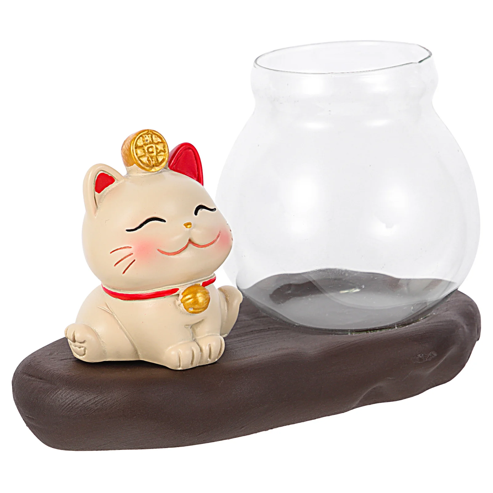 

Home Desk Luck Cat Resin Hydroponic Vase Flower Arrangement Office Desktop Decor Hydroponic Flower Vase Table Decoration