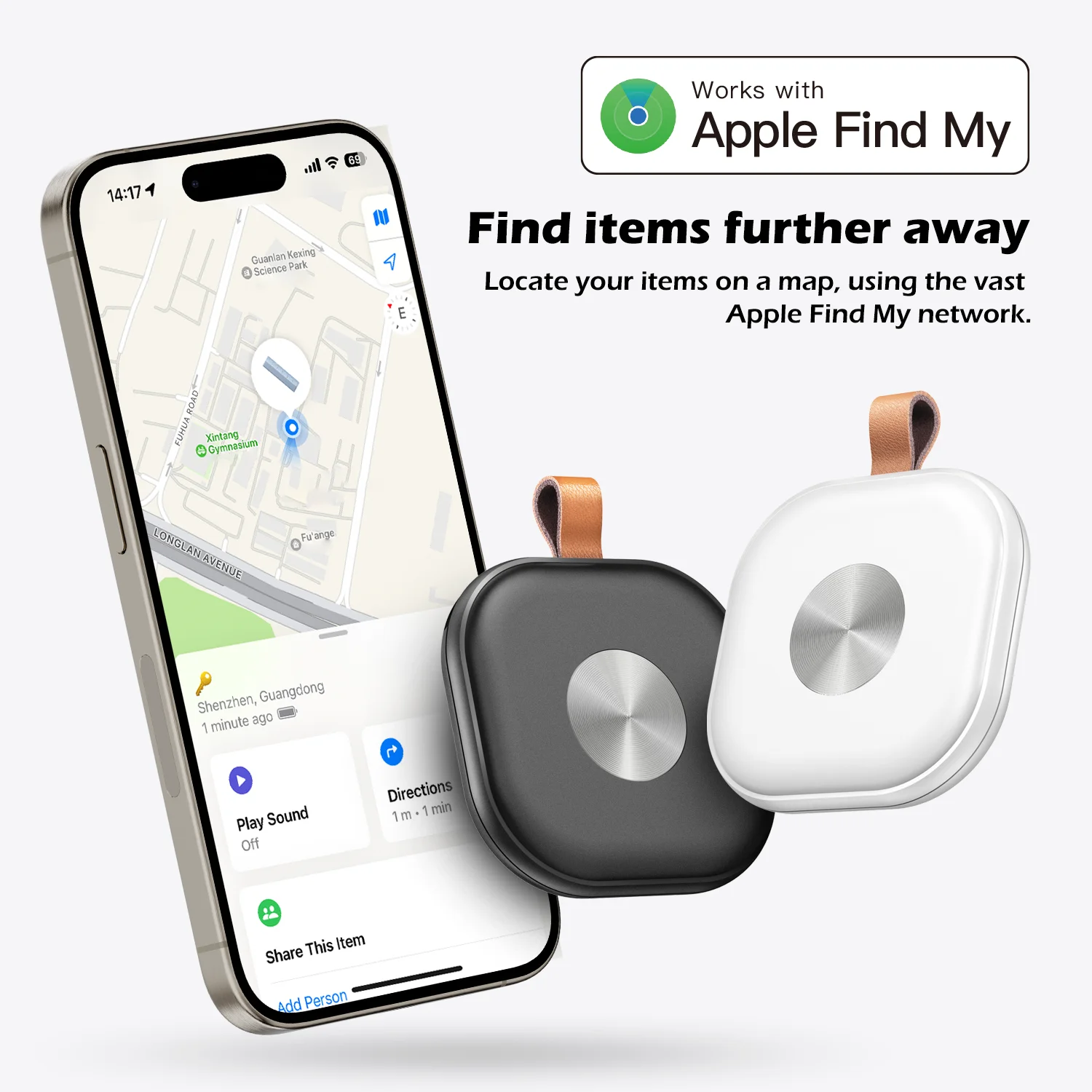 3 peças mfi encontrar meu mini rastreador de chave gps inteligente certificado alcance ilimitado localizador de chave de plástico características de navegação para rastreamento de carro