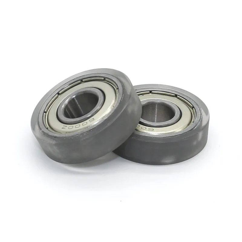 Bearing coated pulley 6000ZZ polyurethane TPU flat soft rubber silent roller 10 * 30 * 8mm