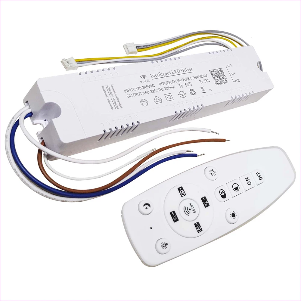 Controlador LED inteligente para lámpara de techo, controlador de 2,4G 40-60Wx4 + 220V, Control remoto y Control por aplicación, atenuación de Color