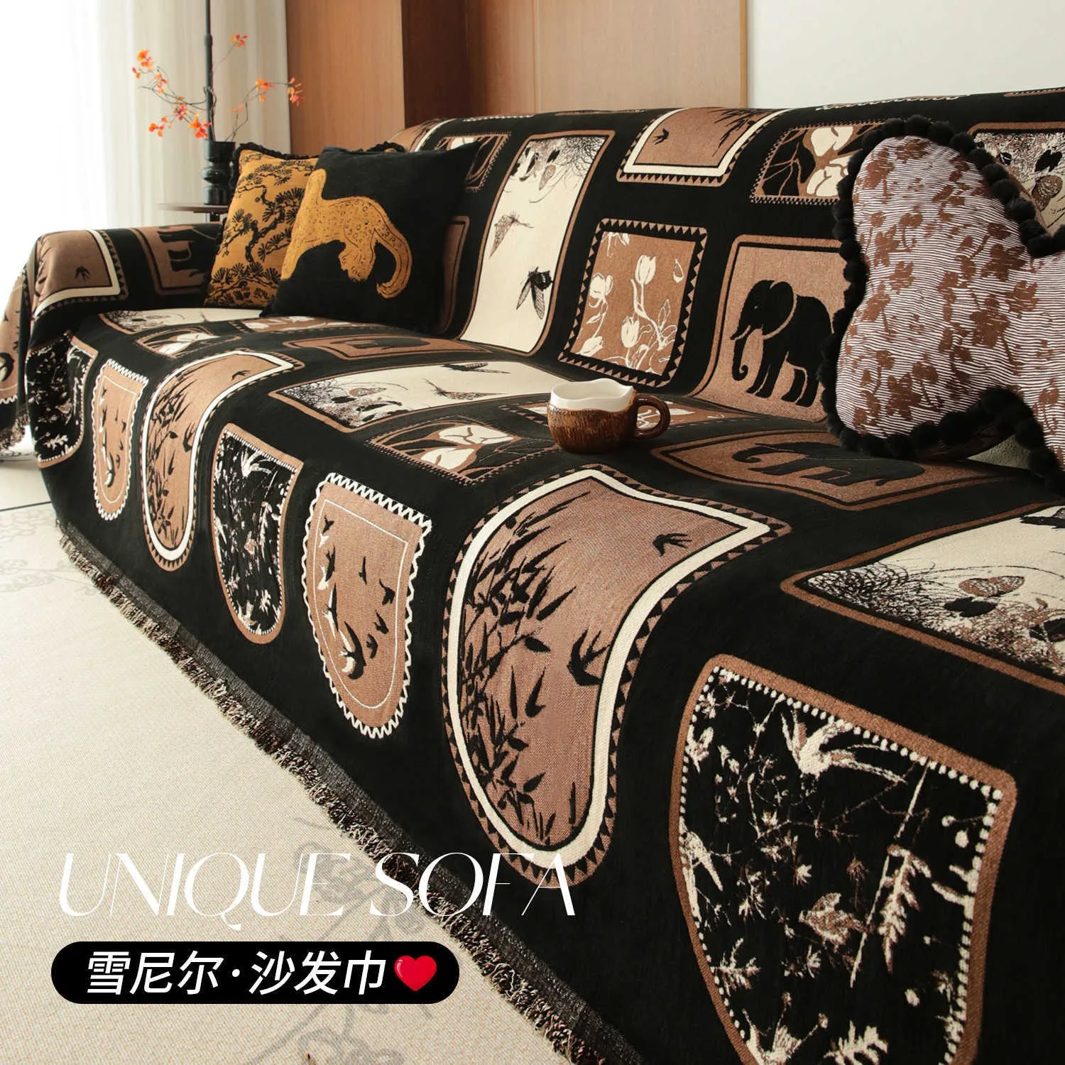 

Vintage Chenier Sofa Cover Cloth Anti Cat Scratch Anti Slip Backrest Towel A Whole Fully Enclosed Dust Couch Cover Cloth 3 Seat