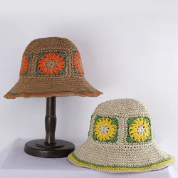 Hollowed Womens Straw Hats crochet hat bucket hat UV Protection Sun Visor beach hat Women Visors Ladies hat Women Summer hat Cap