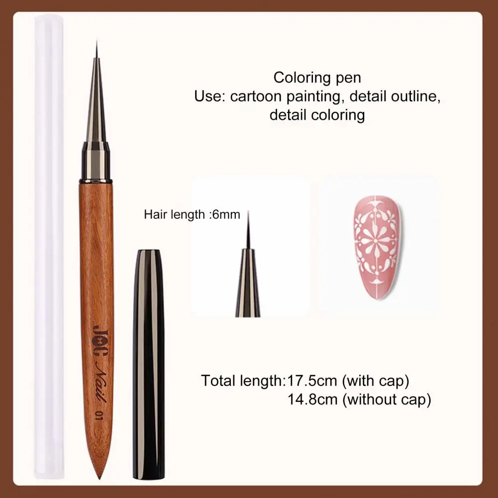 Useful Nail UV Gel Liner Brush Drawing Pen Nail Pen Liner Independent Lid  DIY