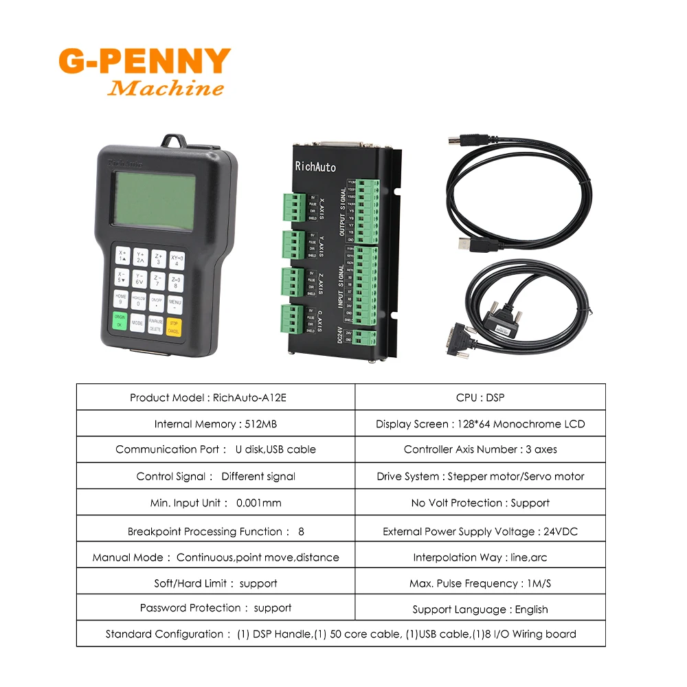 Gratis Ongkir! RichAuto DSP A12 Controller พลาสม่าตัด Motion ควบคุมระบบ Cnc ช่องสัญญาณไร้สาย Router แกะสลัก Handle