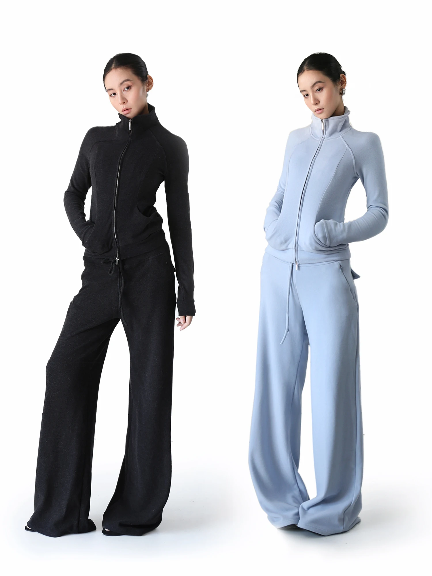

Sanovis Casual Fce Sports Set Spring 2026 New Zipper Wide Leg Pants Stand Collar Two Piece Set Women's Online Exclusive