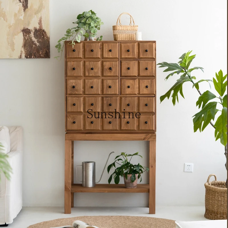 Home solid wood combination, multi-function, storage cabinet, bed and breakfast side table storage