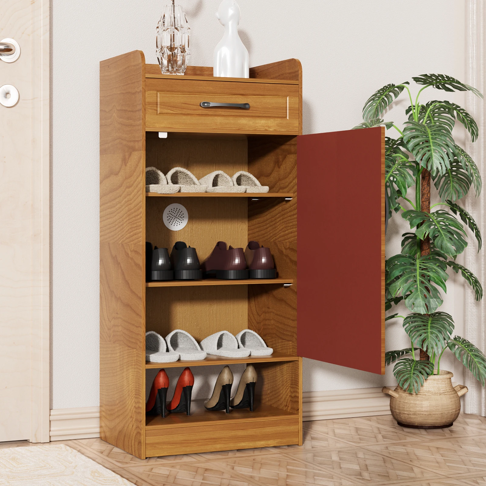 

Shoe Storage Cabinet with Drawer, Thickened Large Capacity Entryway Storage Desk, Entrance Sundries Storage Cabinet